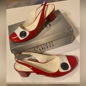 Franco Sarto, Red patten leather sling back shoes